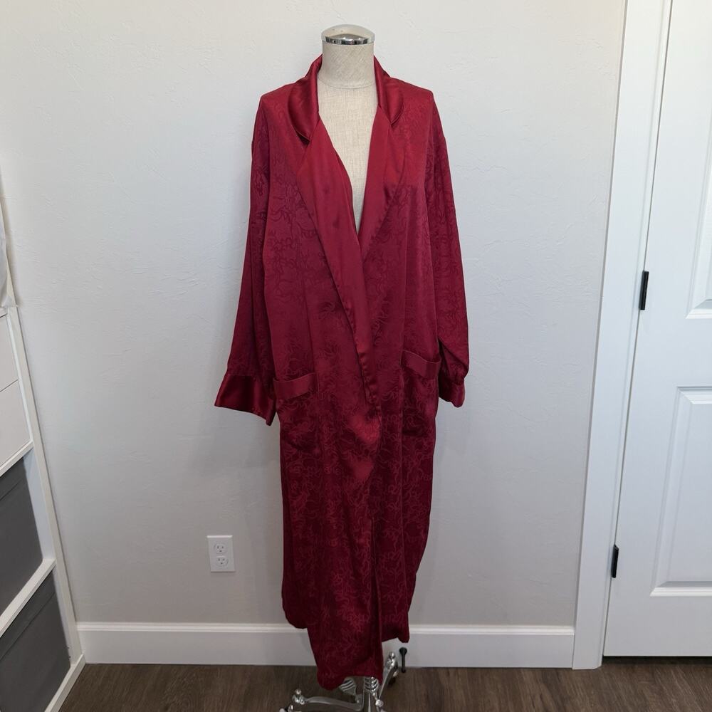Vtg 90s Victoria's Secret Sz S Gold Label Satin Robe Jacquard Floral NO BELT - Picture 2 of 11